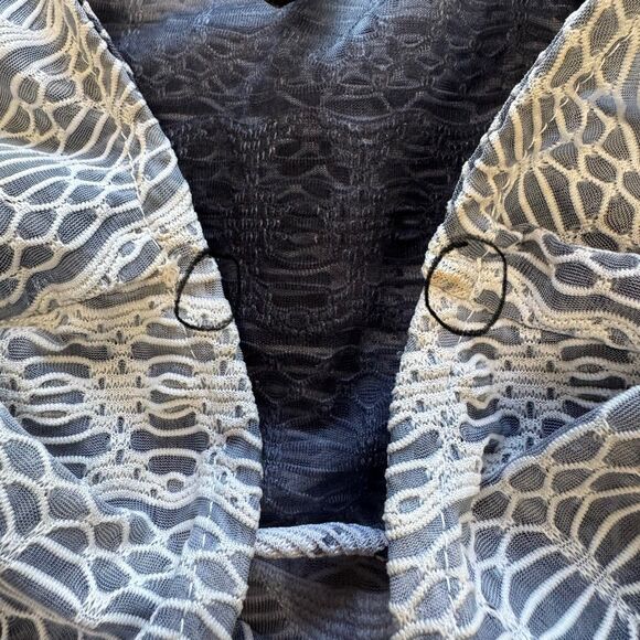 Portocruz Tunic Cover Up Swim Womens Size 2X Gray White Lace Up Semi Sheer - Picture 7 of 14